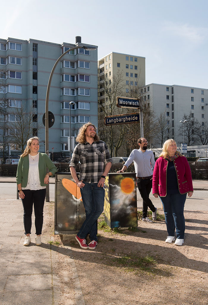 Starkes Team für ein inklusives Quartier: Julia Kock, Jonathan Carstensen, Norbert Ganter, Ulrike Kloiber (von links nach rechts)